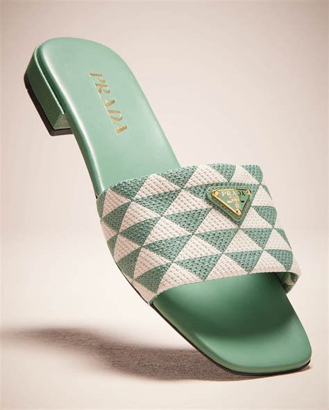 prada triangle jacquard flat sandals|Women's Prada Sandals and Flip.